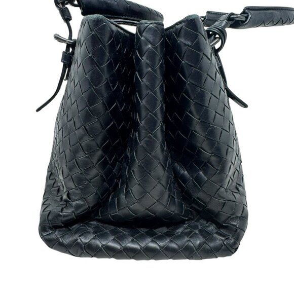 Bottega Veneta Womens Woven Leather Intrecciato Roma Satchel Bag Handbag Black - Picture 9 of 16